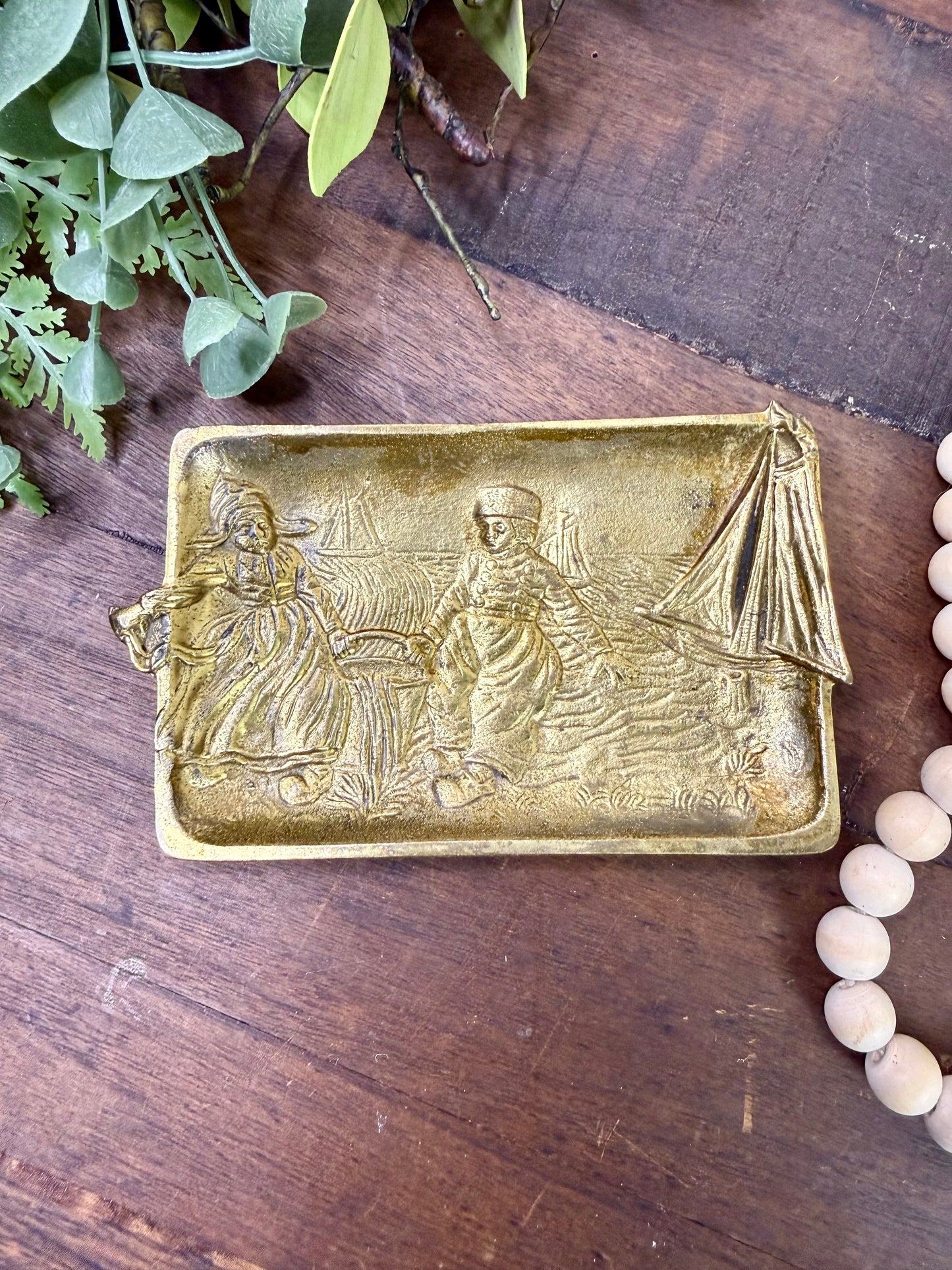 Vintage 1945 Solid Brass Belgian Trinket Tray