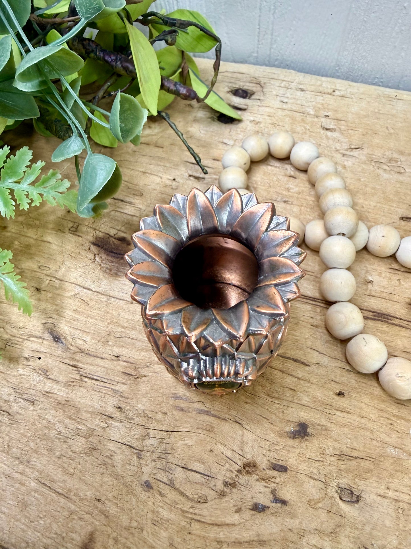 Vintage Copper Toned Pineapple Souvenir Toothpick Holder