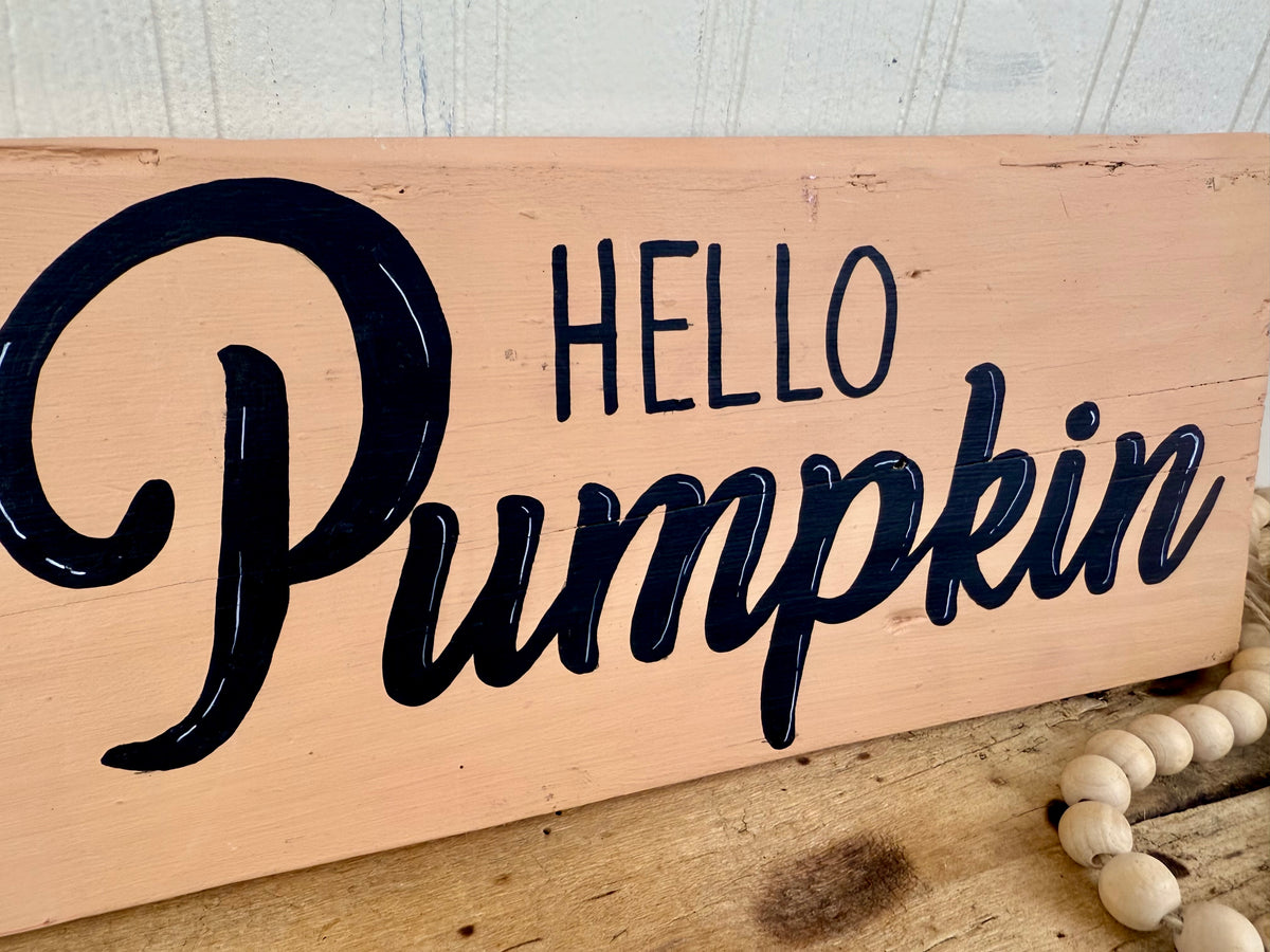 Handmade “Hello Pumpkin” Reclaimed Wood Sign