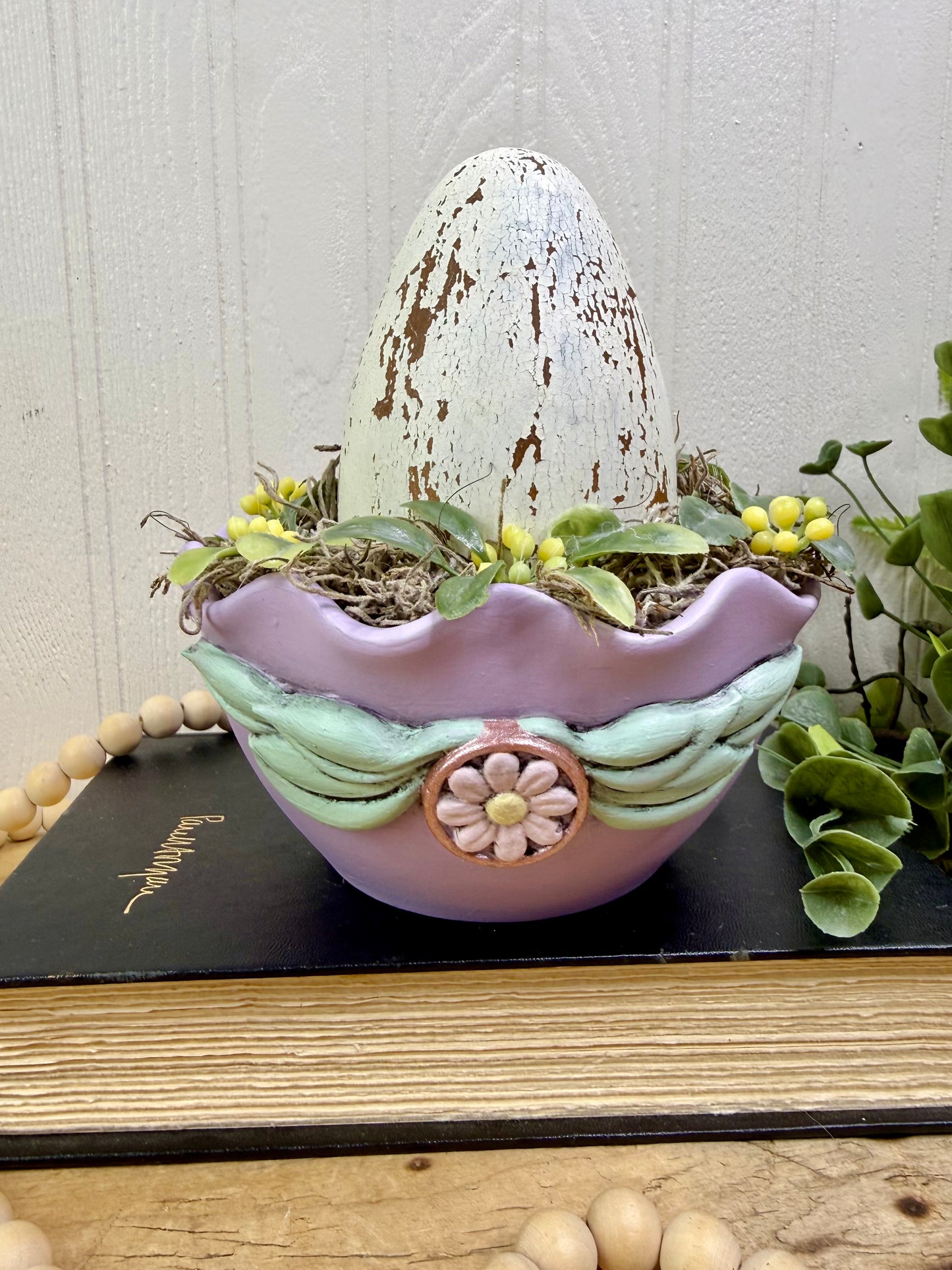 Handmade Upcycled Purple Egg Nest