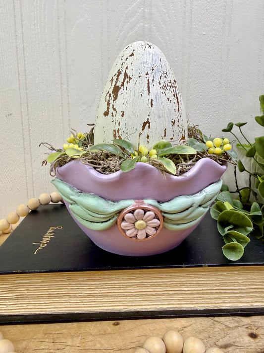 Handmade Upcycled Purple Egg Nest