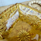 Vintage Hazel-Atlas Glass Starburst Patterned Amber Candy Dish