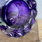 Purple Glass Candle Holder with Geometric Pattern