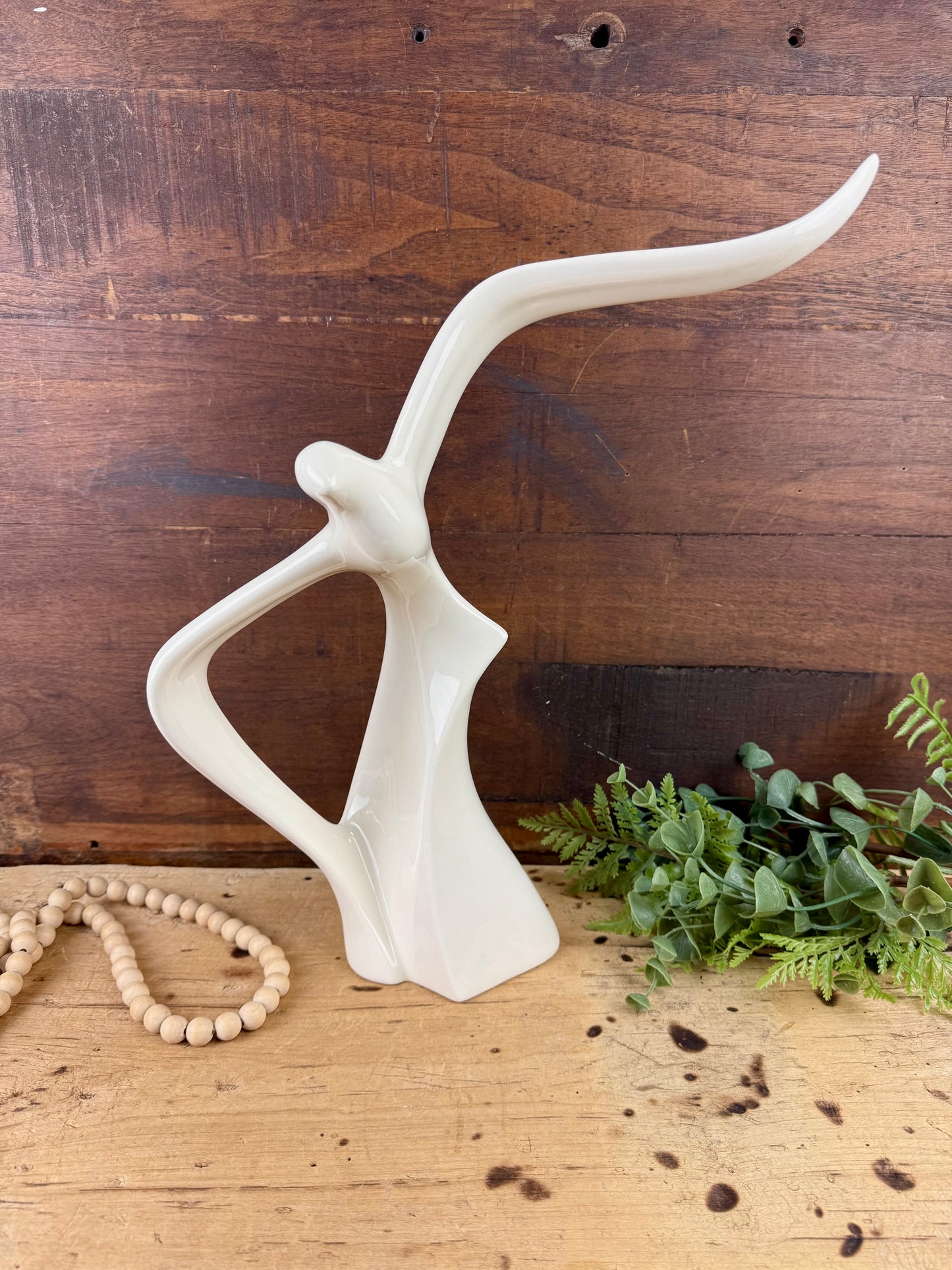 Vintage Mid-Century Seagull in Flight Ceramic Statue