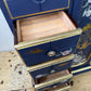 Upcycled Navy & Gold Jewelry Box with Pink Florals