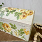 Upcycled Beige Rustic Trinket Box with Yellow Roses