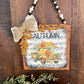 Handmade Upcycled Autumn Sign with Beaded Hanger