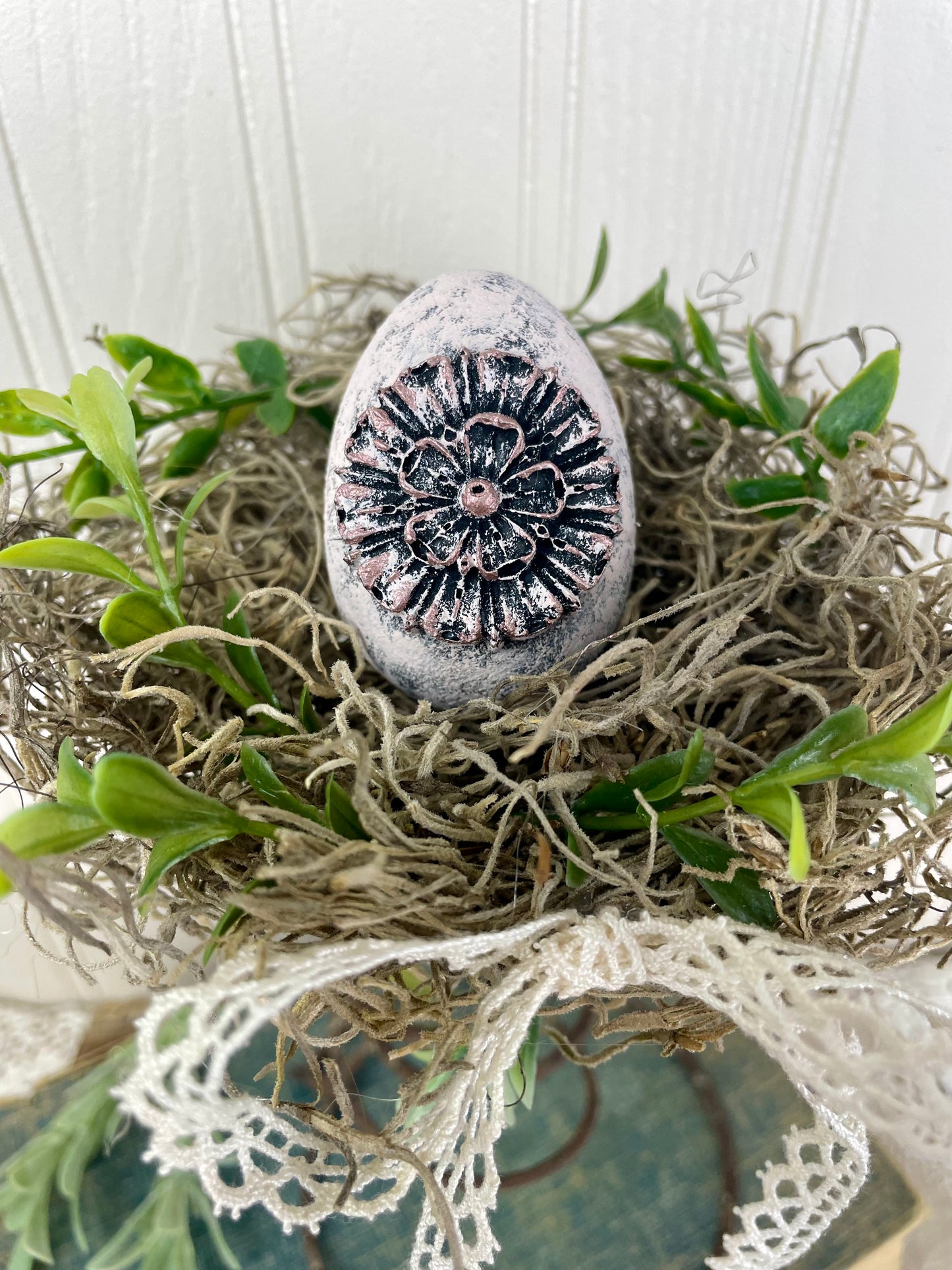 Handmade Rustic Bed Spring Nest with Pink Egg