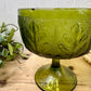 Vintage FTD Green Glass Pedestal Bowl
