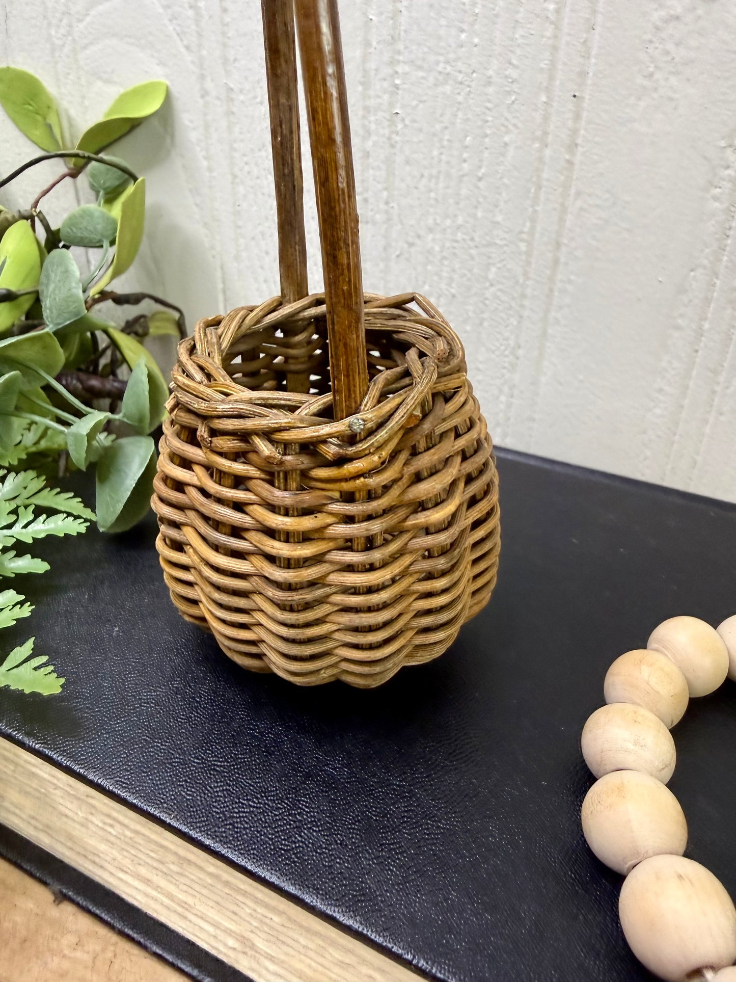 Vintage Miniature Wicker Basket with Handle
