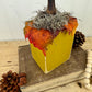Handmade Reclaimed Wood Yellow Block Pumpkin