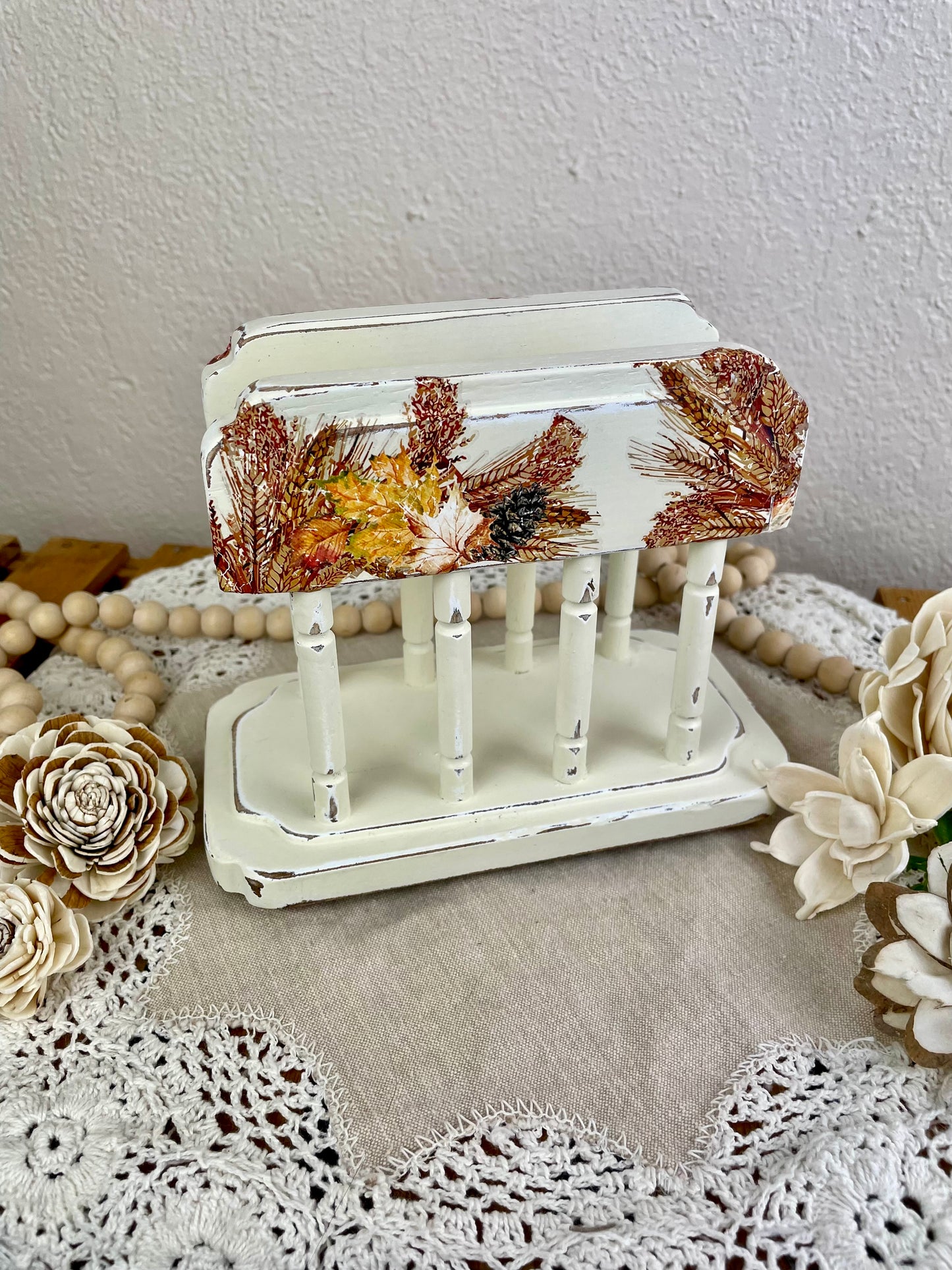 Upcycled Wooden Fall Themed Napkin Holder