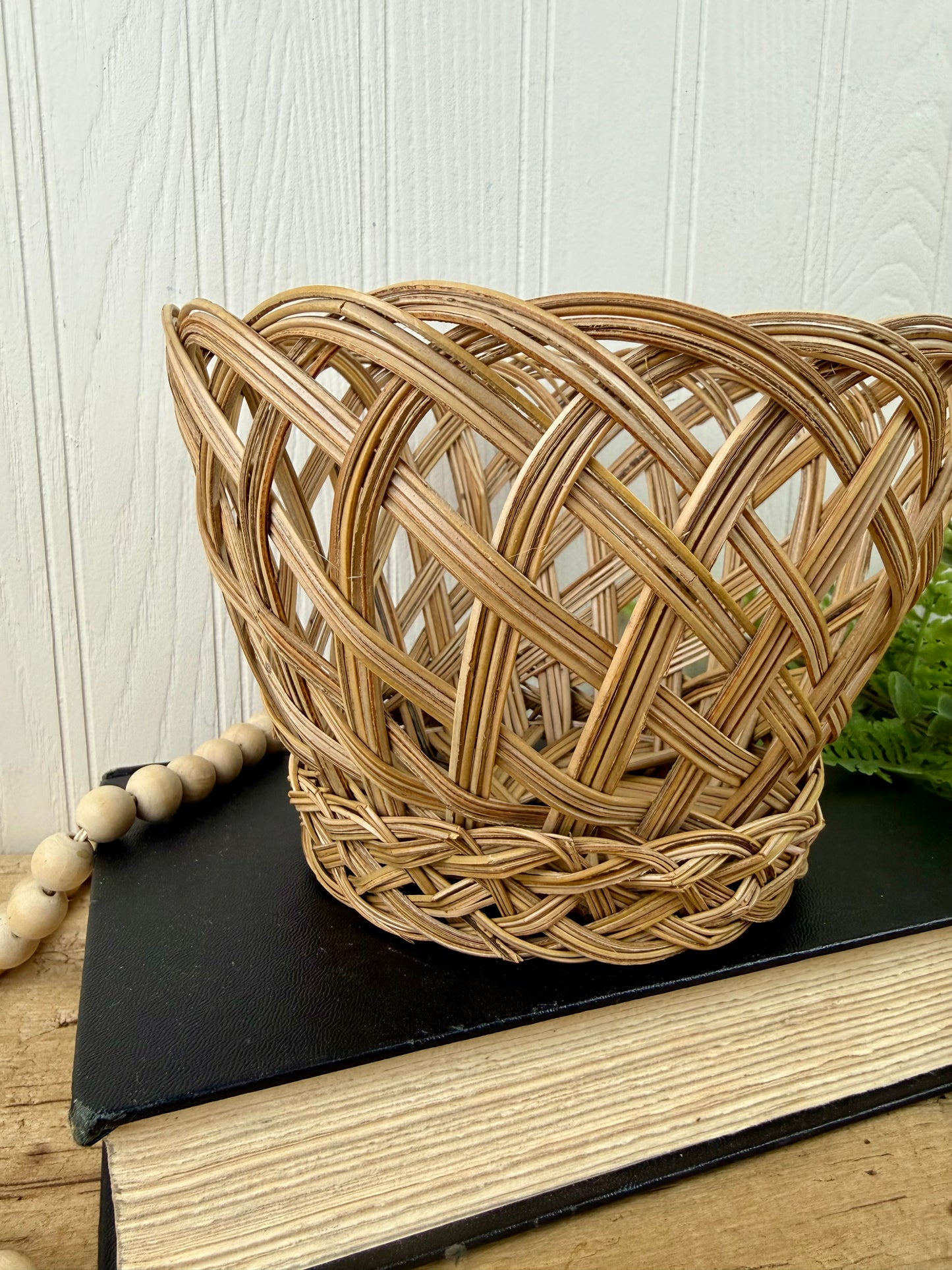 Vintage Open Weave Planter Basket