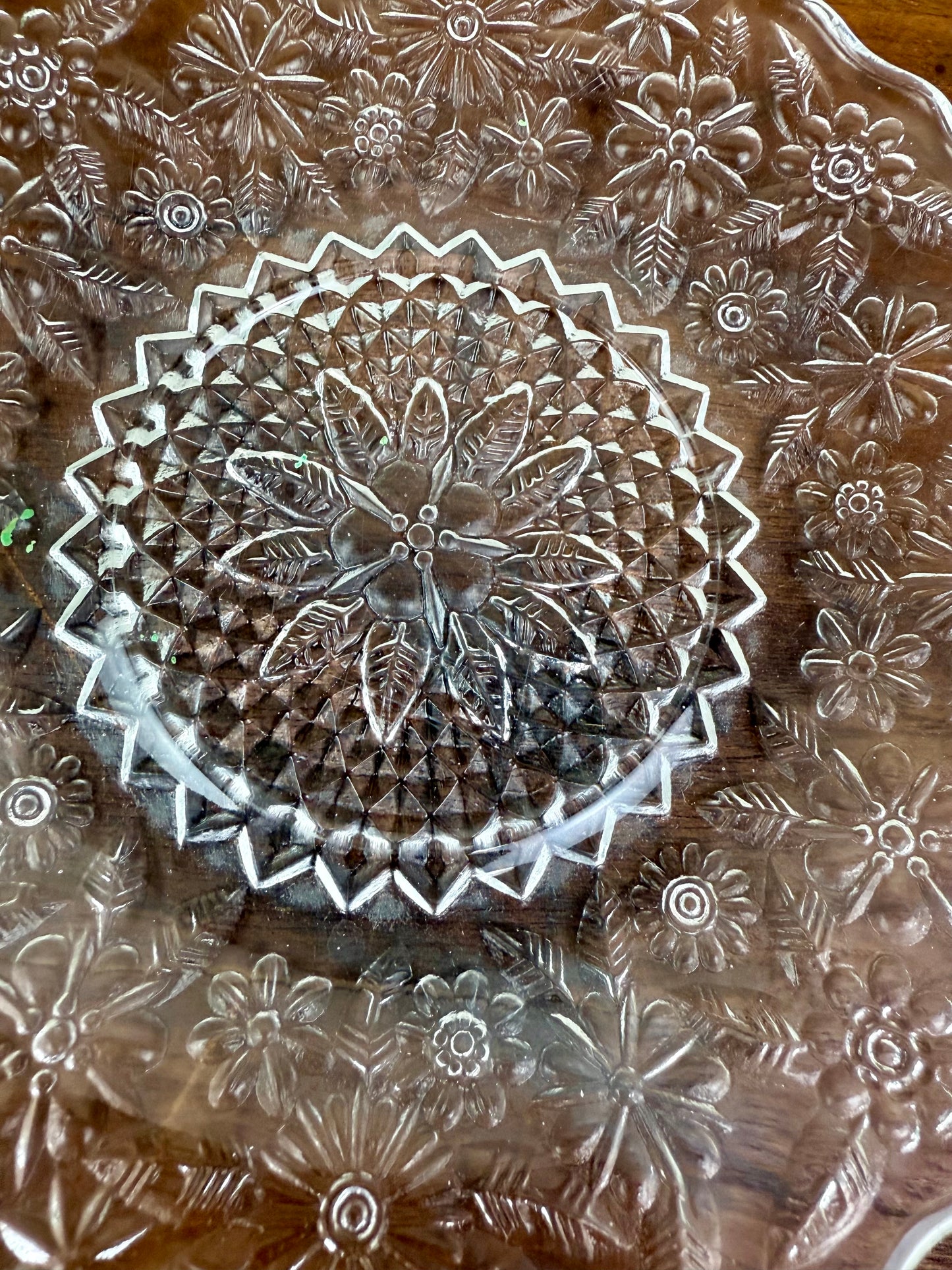 Vintage Anchor Hocking "Pineapple and Floral" Glass Bread & Butter Plate