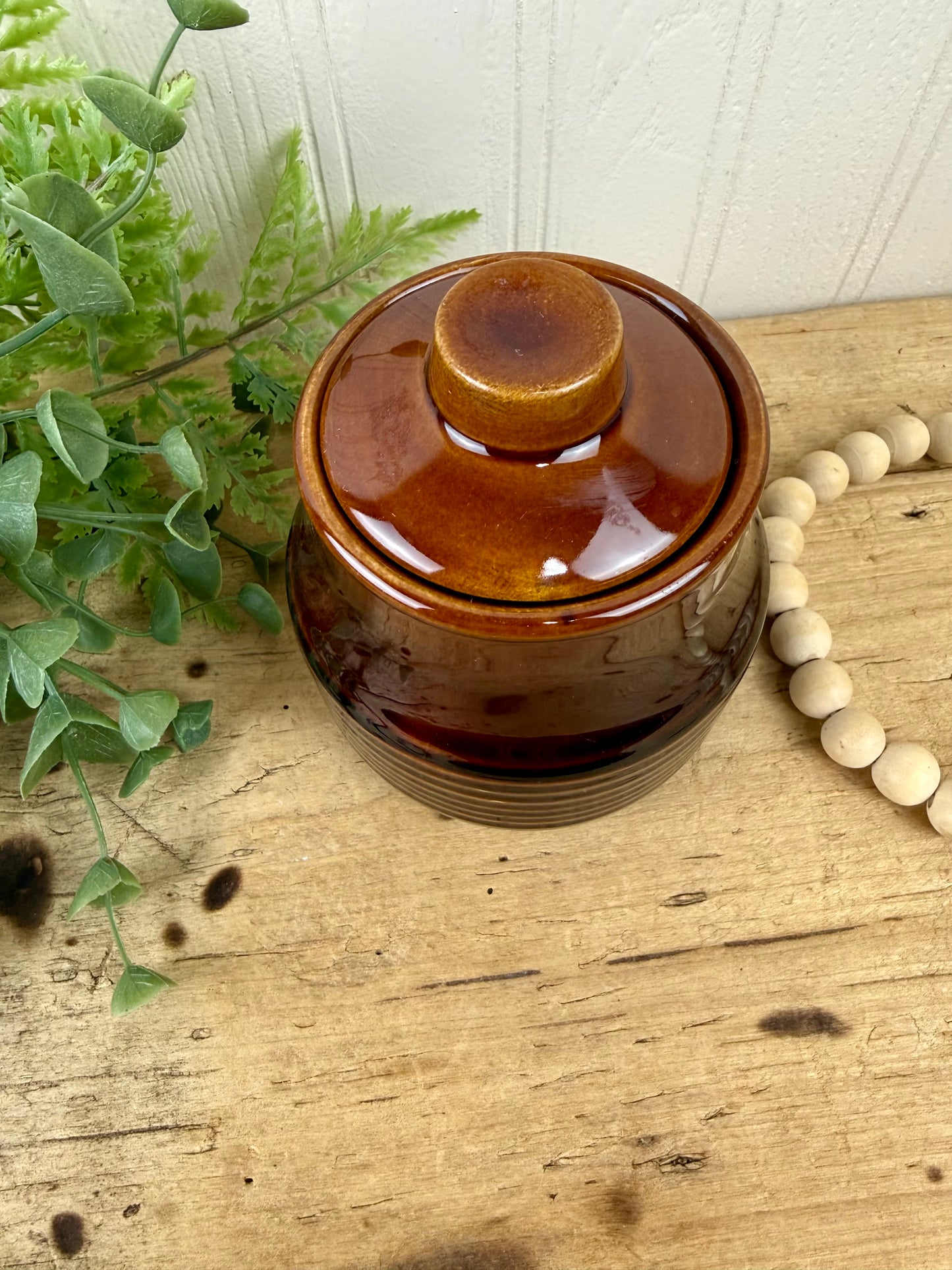 Vintage Mid-Century Stoneware Sugar Dish