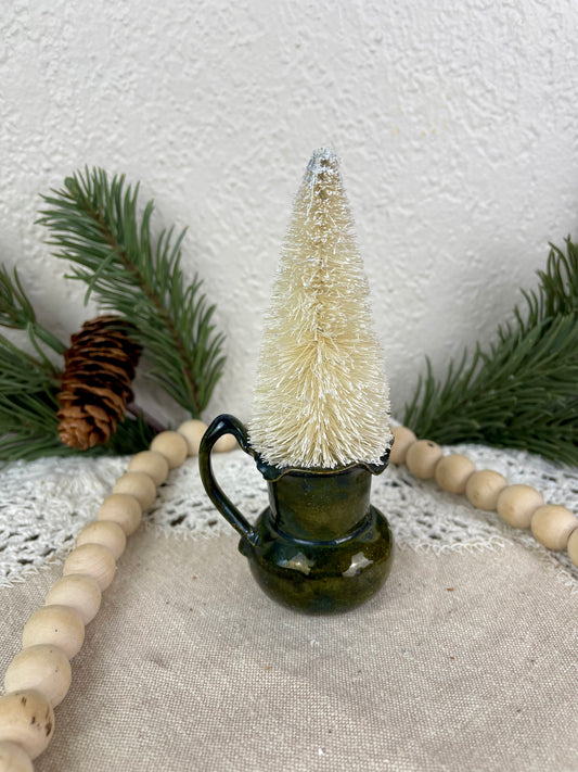 Bottle Brush Tree with Mini Ceramic Pitcher Base