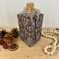 Handmade Reclaimed Wood Block Pumpkin with Stamped Tribal Details