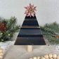 Upcycled Small Vintage Trim Black Christmas Tree with Pink Poinsettia