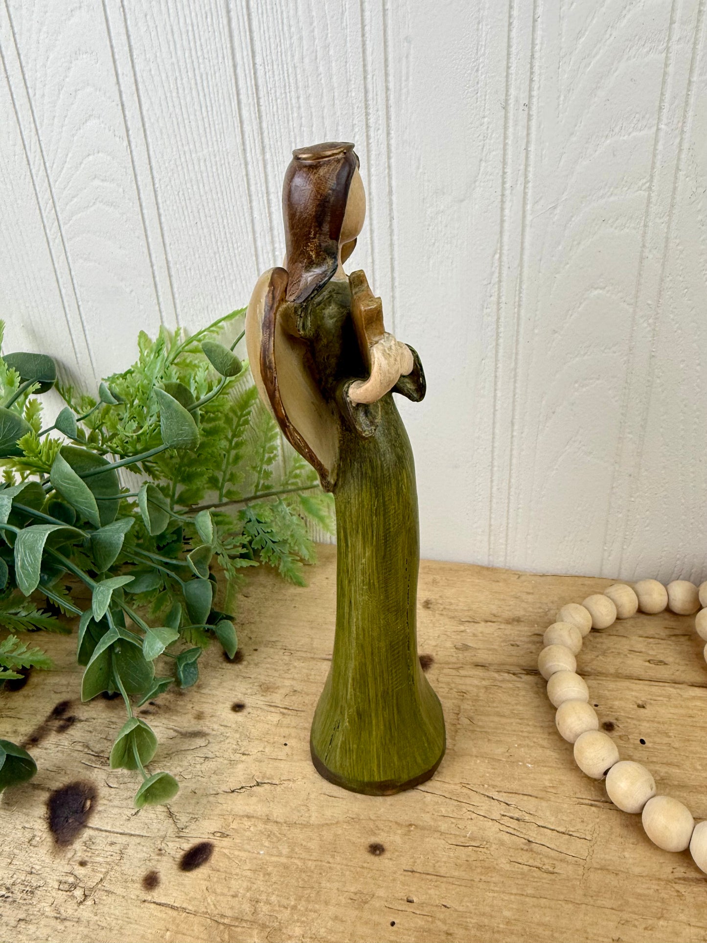 Vintage Green Angel Figurine