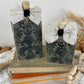 Handmade Reclaimed Wood Small Green and Black Pumpkin Set