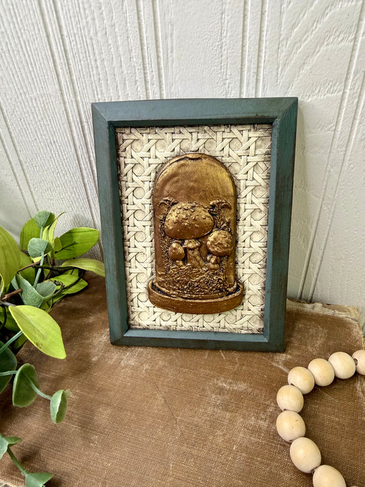 Handmade Upcycled Framed Art with Mushrooms #1