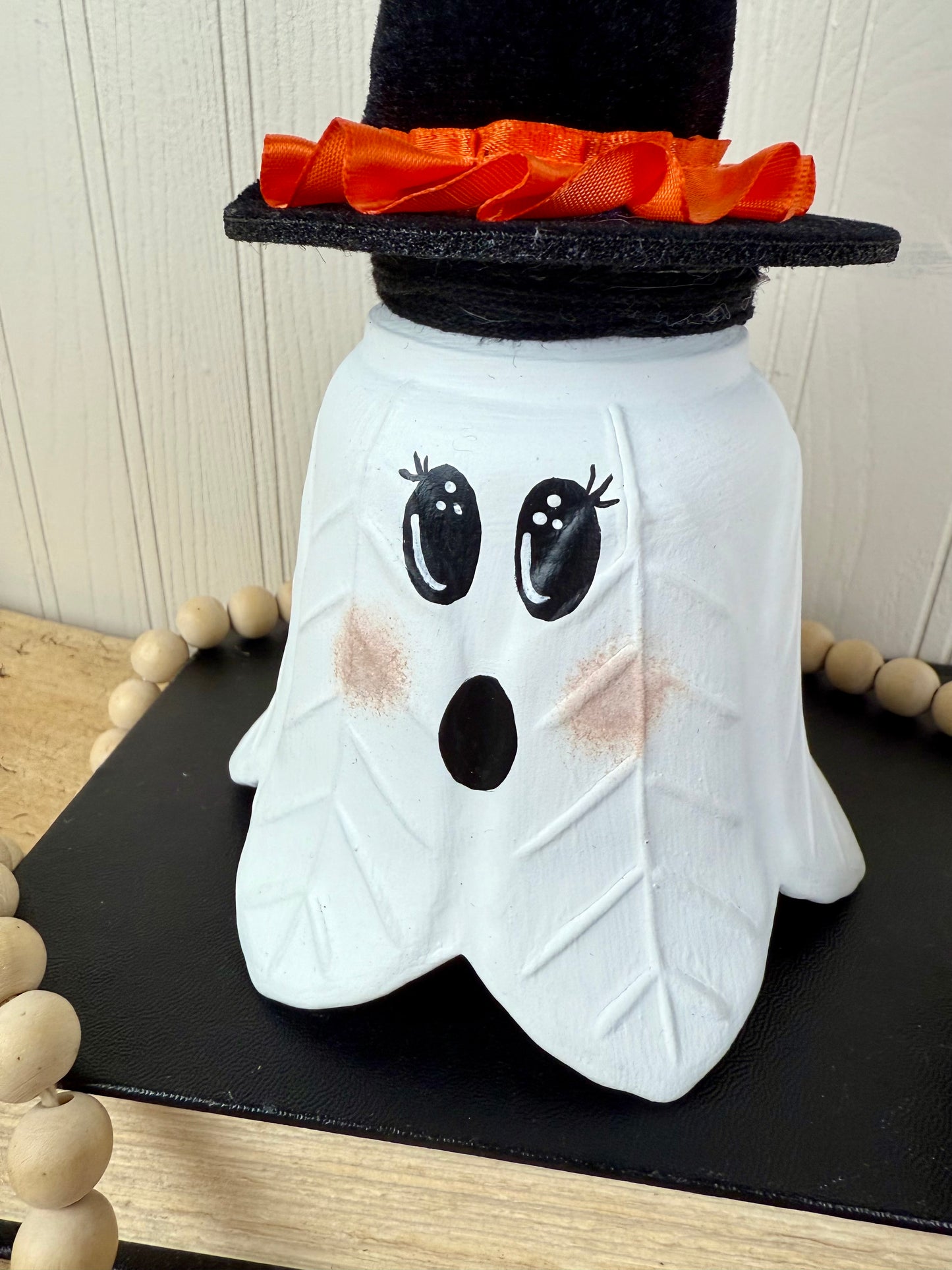 Handmade Light Shade Ghost with Black Hat