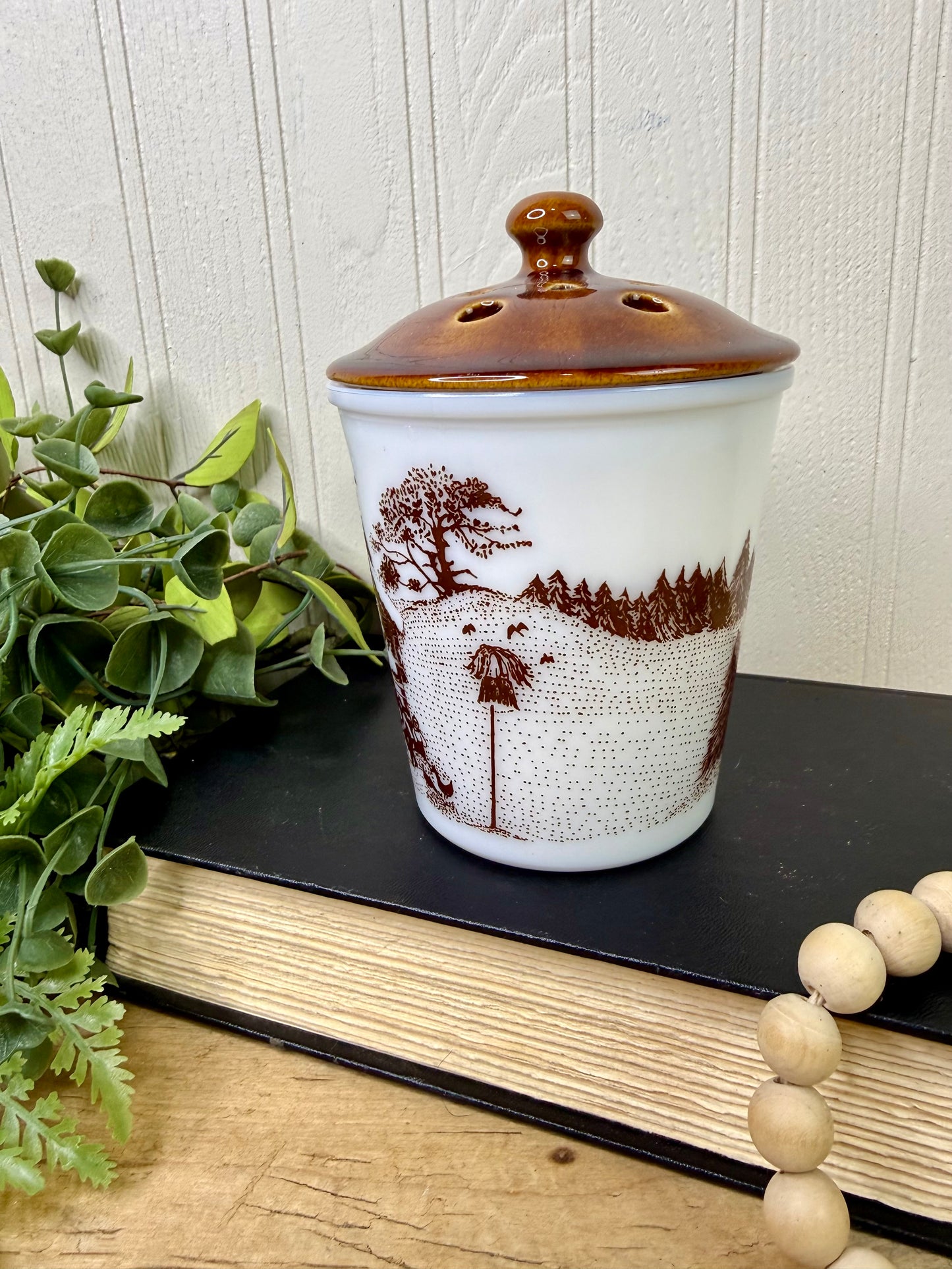 Vintage Amway Milk Glass Potpourri Jar