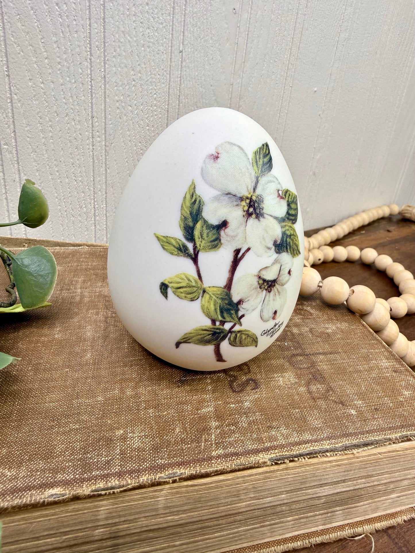 Vintage Hand Painted Large Porcelain Egg