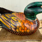 Vintage Hand Carved Wooden Duck with Golden Details