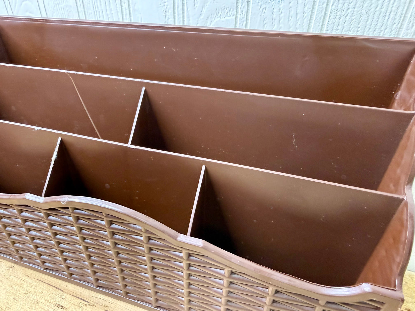 Vintage 1970’s Action Industries Faux Wicker Letter Organizer