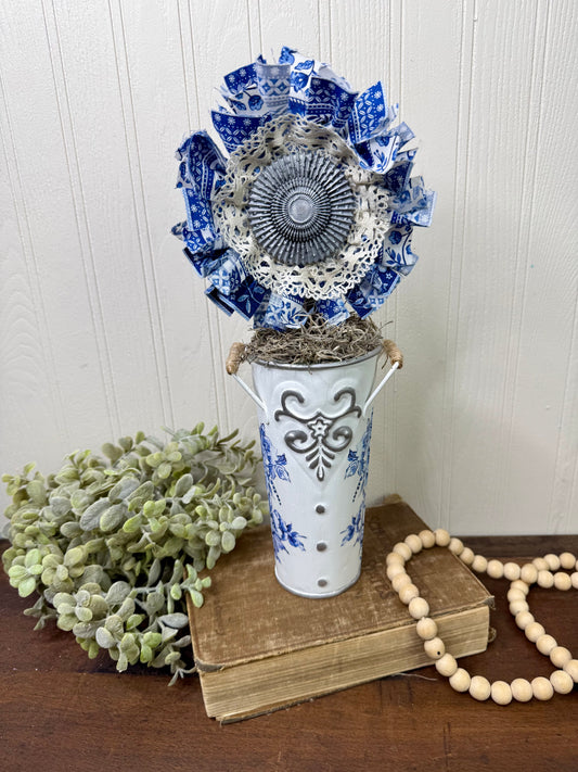 Handmade Upcycled Fabric Flower Pot