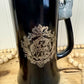 Vintage Black Glass Beer Stein with Pewter Lid