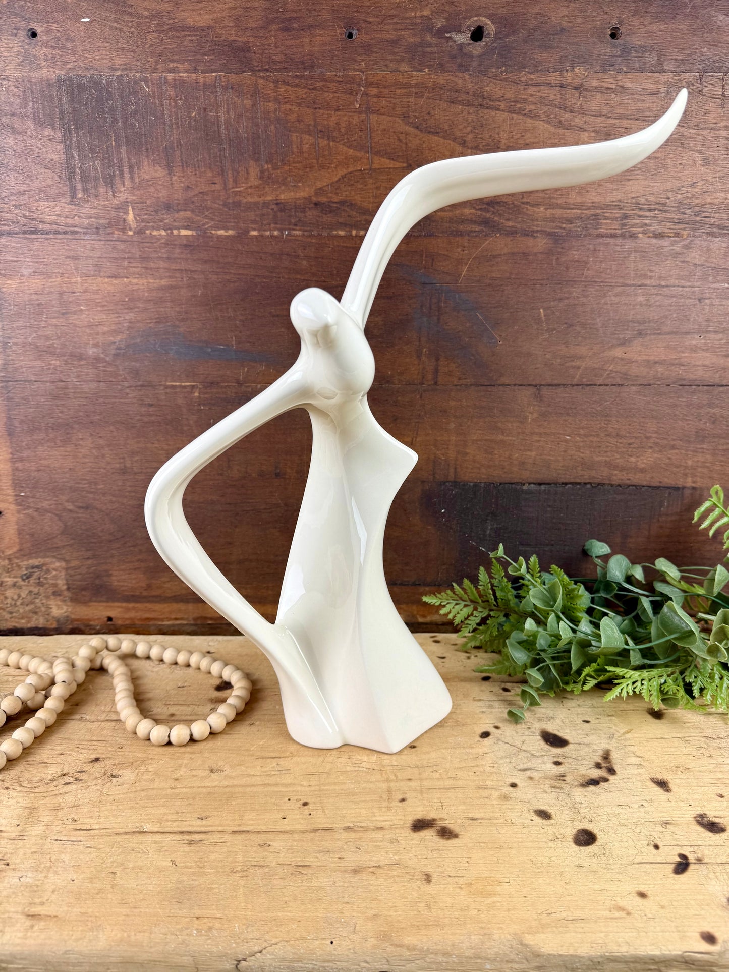 Vintage Mid-Century Seagull in Flight Ceramic Statue