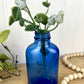 Vintage Cobalt Blue Glass Medicine Bottle with Greenery