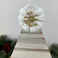 Upcycled Small Vintage Trim Beige Christmas Tree with White Flower