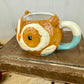 Retro Hand Painted Ceramic Owl Mug