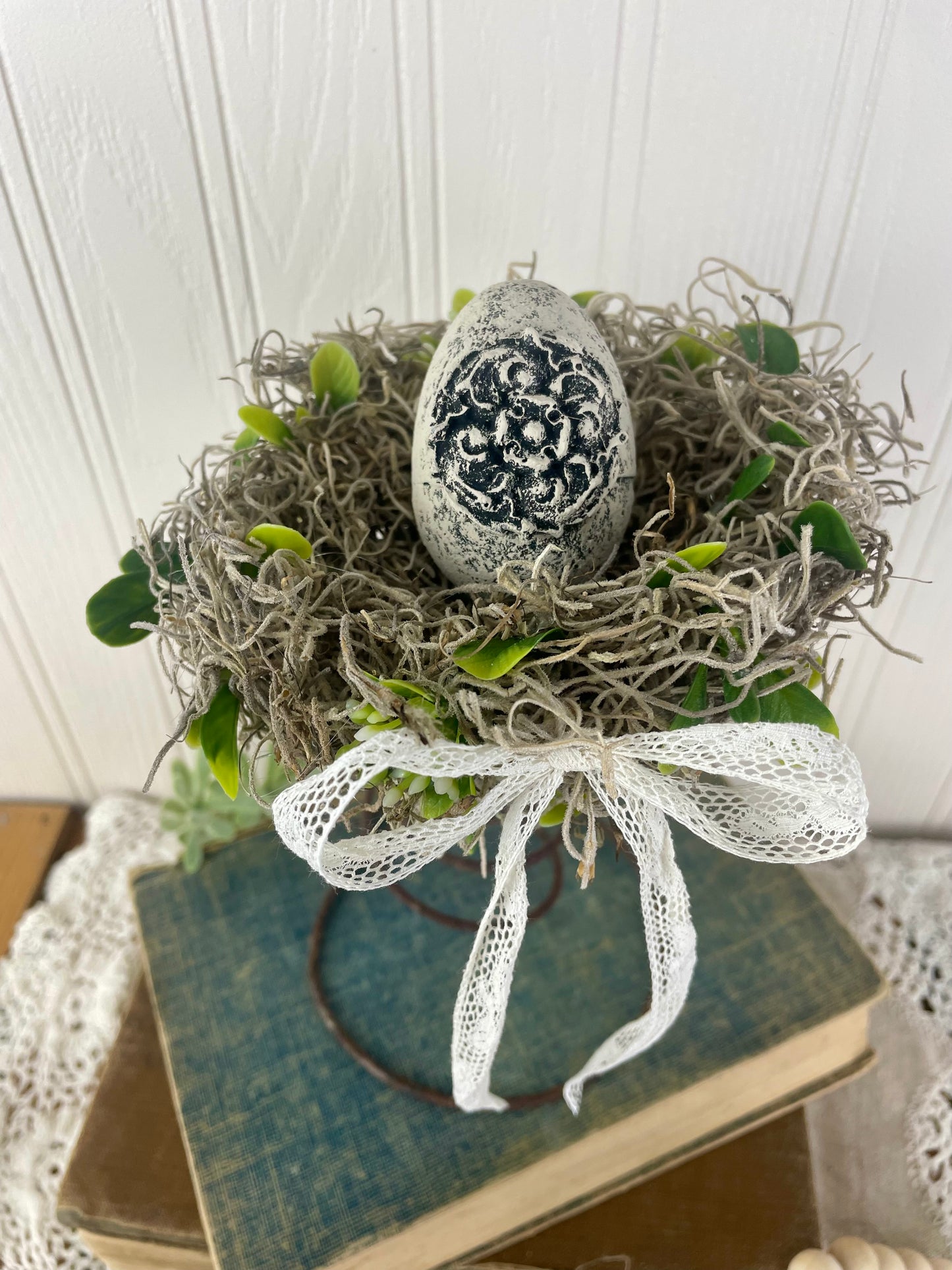 Handmade Rustic Bed Spring Nest with Beige Egg