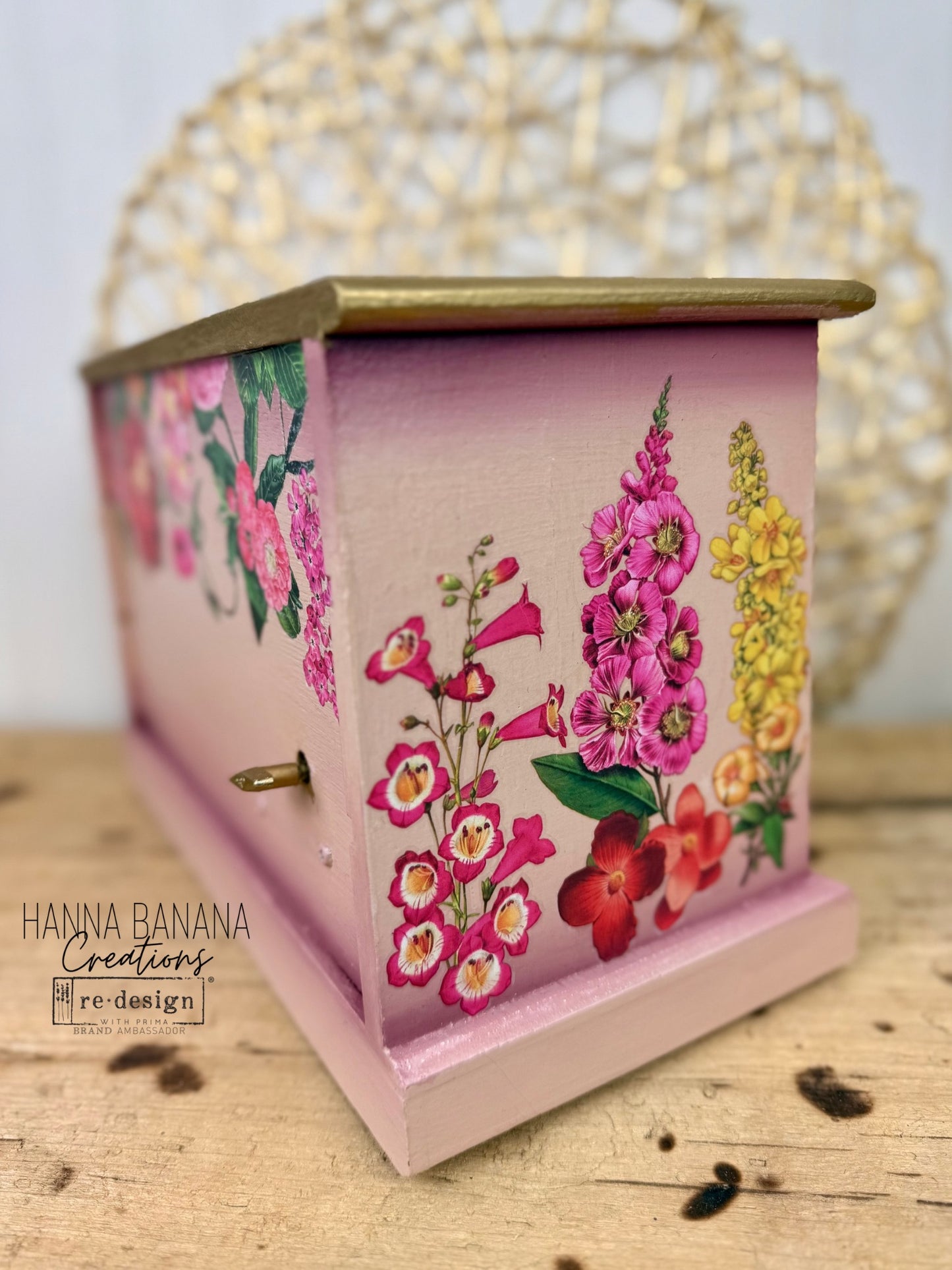 Hand Painted Pink & Burgundy Ombre Jewelry Box