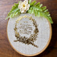 Upcycled Embroidery Hoop Wall Art with Vintage Label