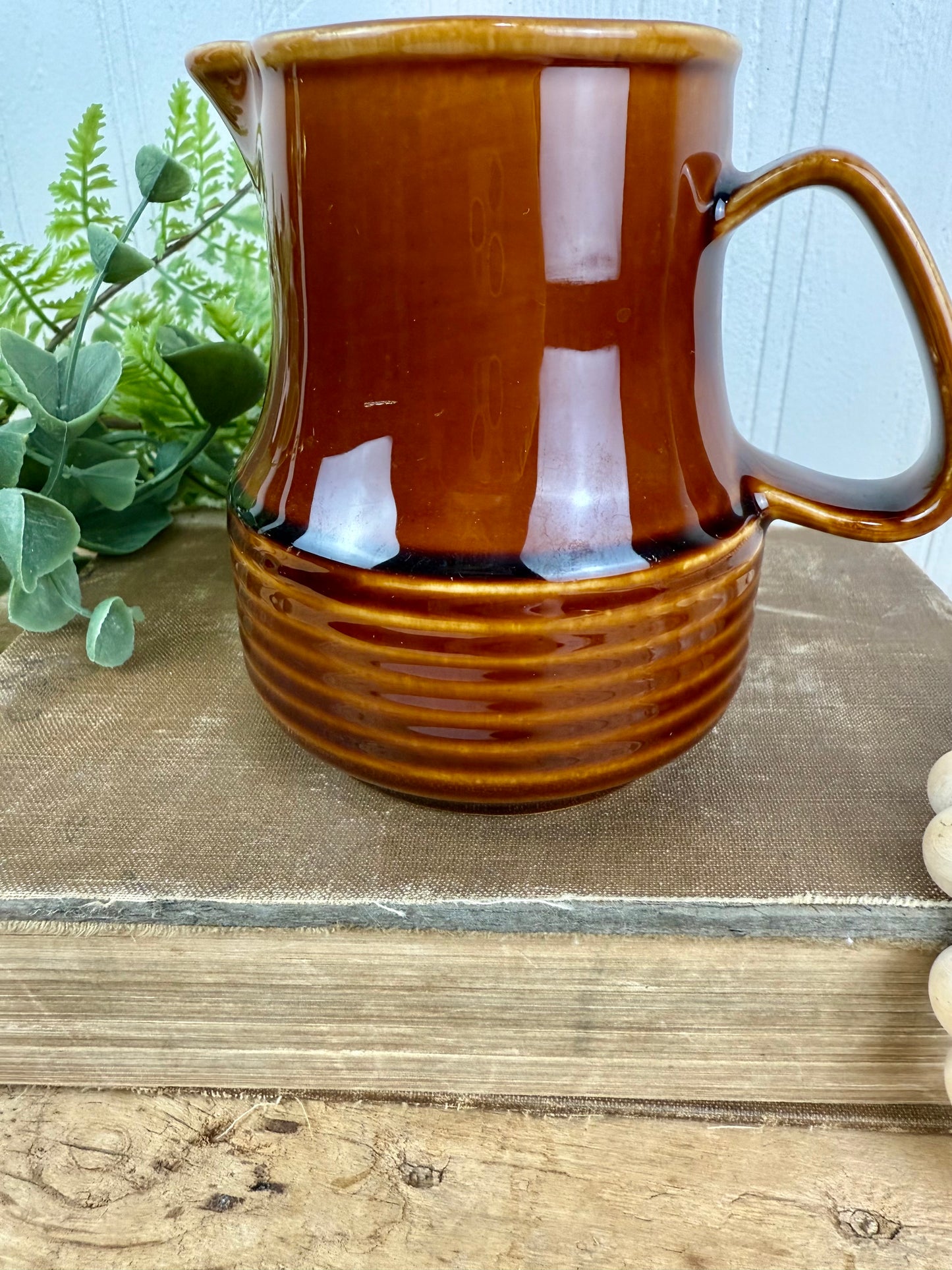 Vintage Brown Stoneware Creamer