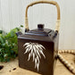 Brown Stoneware Teapot with Bamboo Design