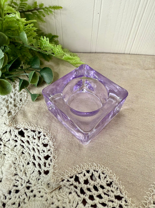 Vintage Purple Glass Square Candle Votive
