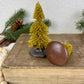 Gold Bottle Brush Tree Set with Wood Knob Bases
