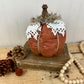 Handmade Plush Pumpkin with Doily Leaves #2