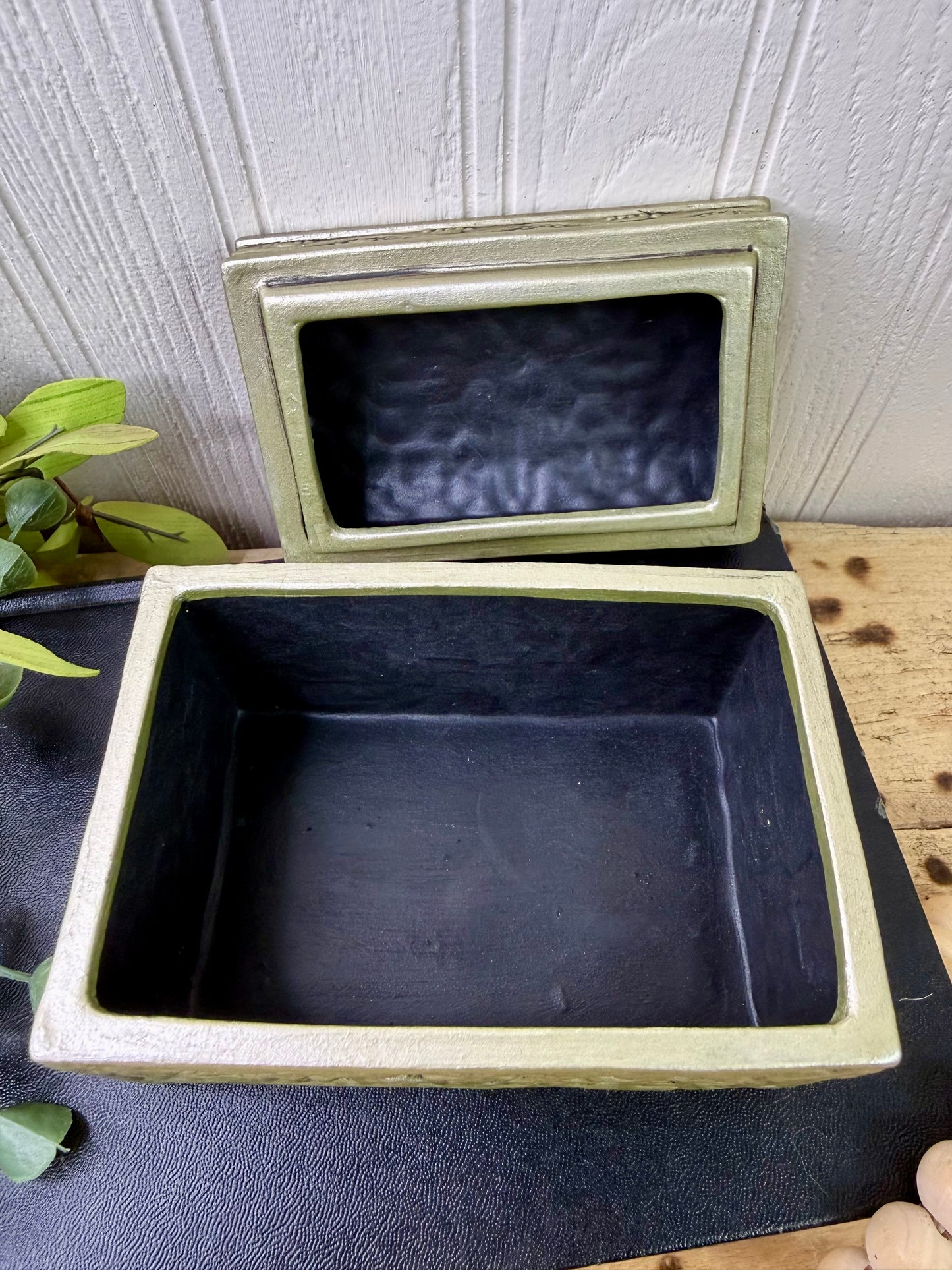Upcycled Metallic Painted Ceramic Trinket Box