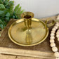 Vintage Tarnished Brass Candle Holder with Drip Plate