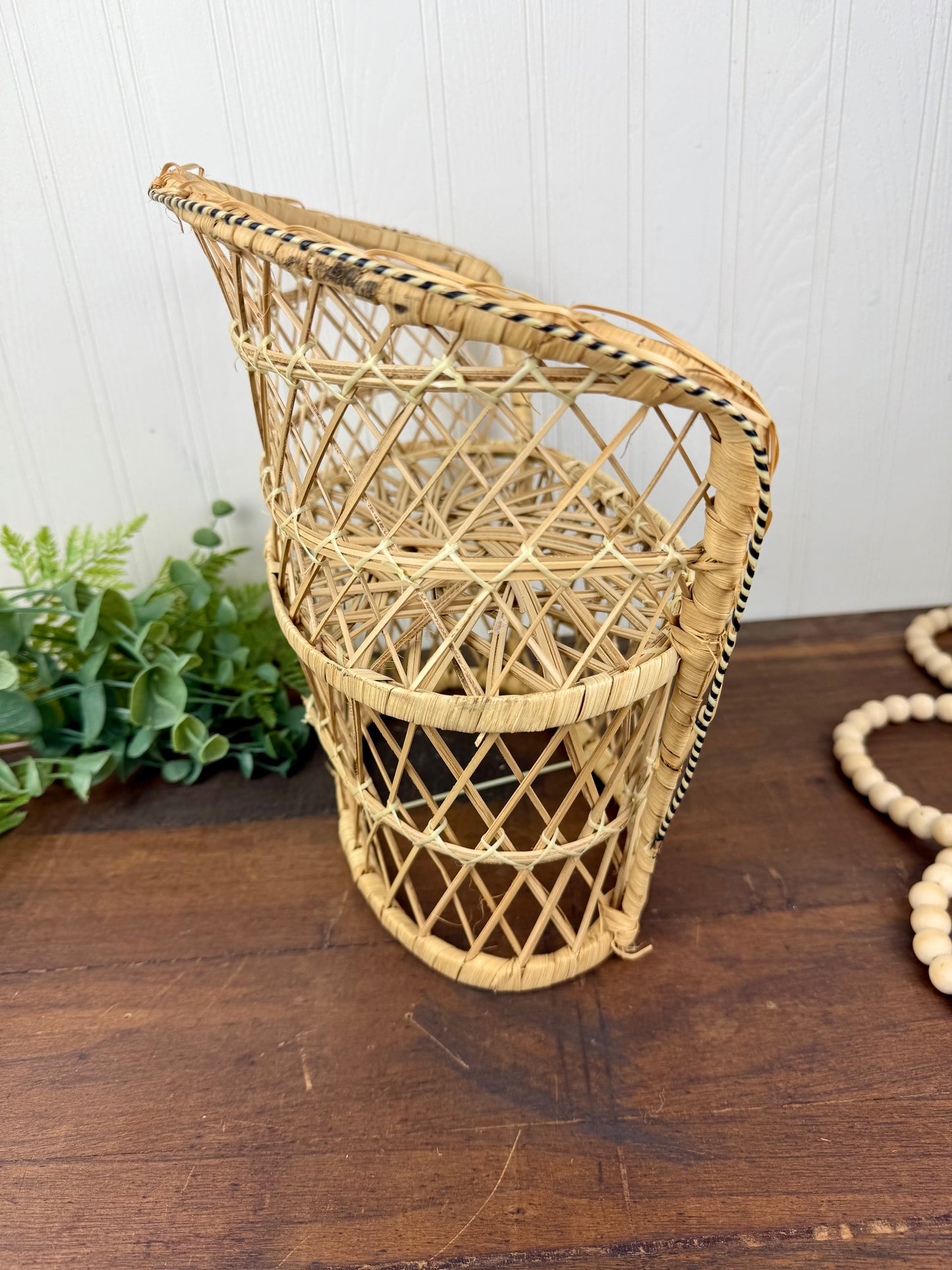 Vintage Miniature Peacock Wicker Loveseat