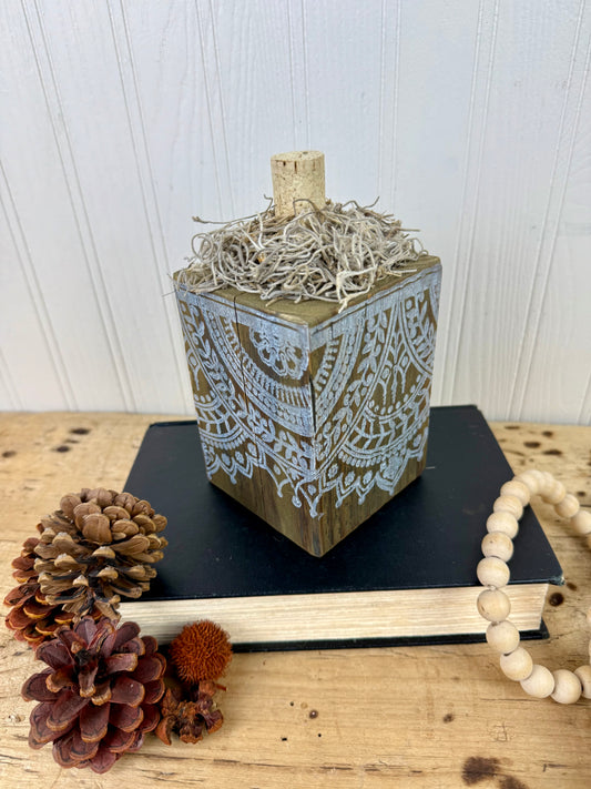 Handmade Reclaimed Wood Boho Block Pumpkin