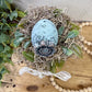 Handmade Rustic Bed Spring Nest with Light Blue Egg