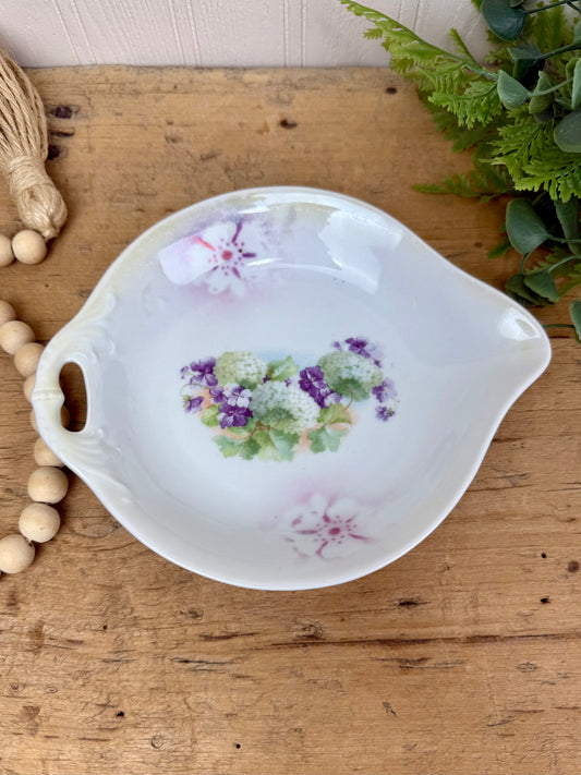 Vintage German Porcelain Dish with Floral Details
